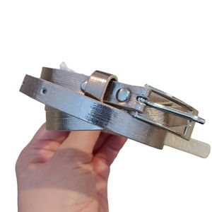 Silver Skinny Belt with silver buckle Size 8